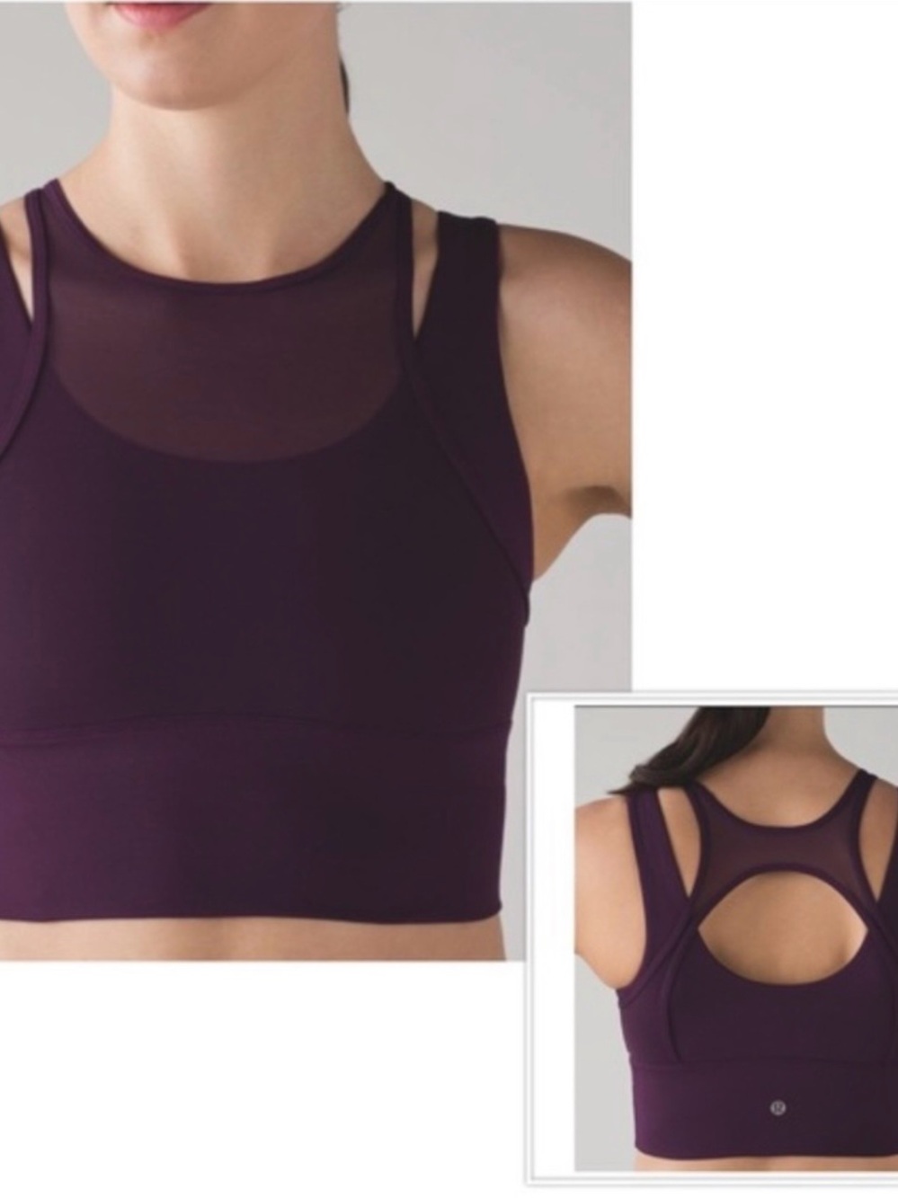Lululemon Double Tap Bra II Black Cherry Purple Size 12 Longline Sports Bra